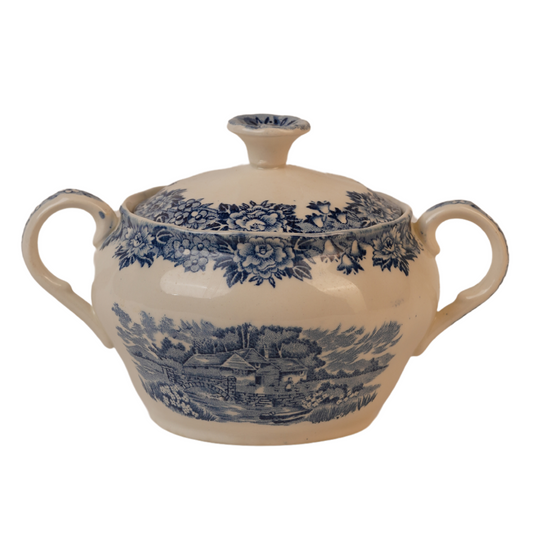 Blue & White Vintage Sugar Bowl