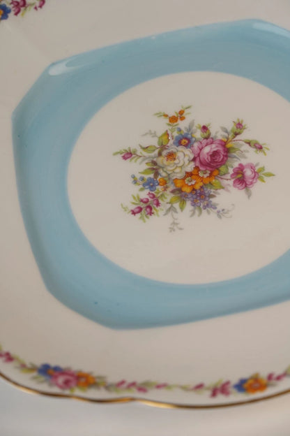 Vintage Blue Floral Cake Plate