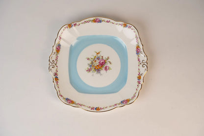 Vintage Blue Floral Cake Plate