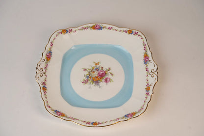 Vintage Blue Floral Cake Plate