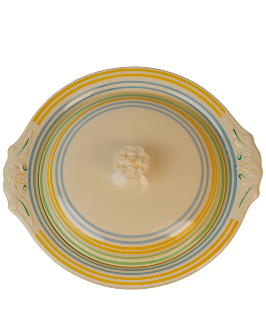 Vintage Blue Yellow Green Stripe Terrine
