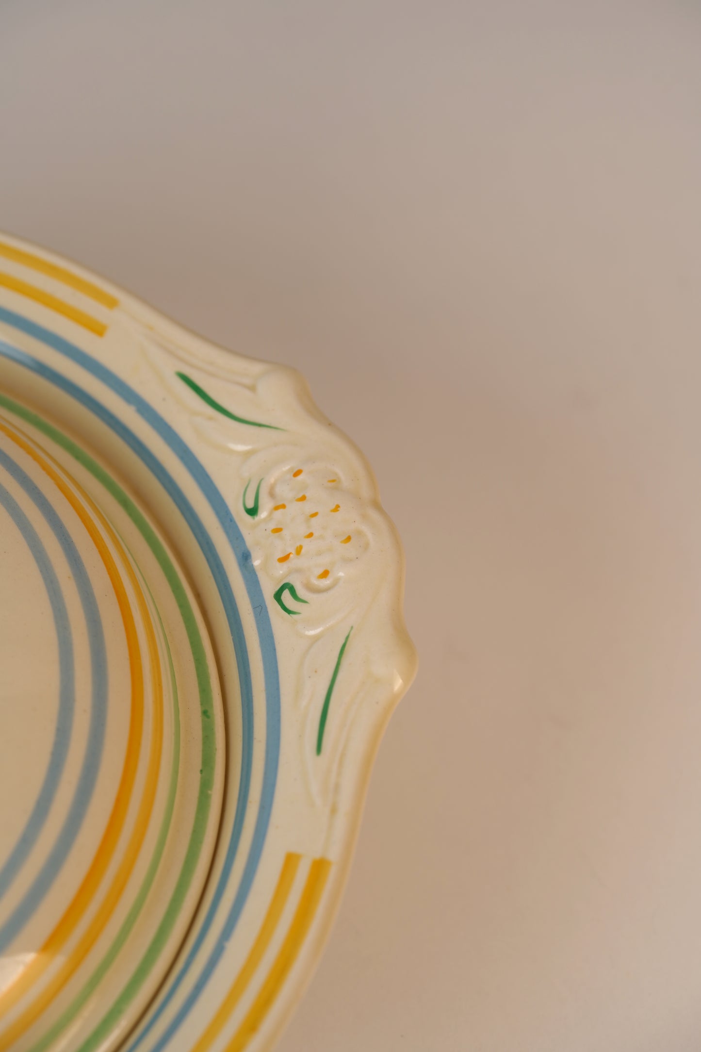 Vintage Blue Yellow Green Stripe Terrine