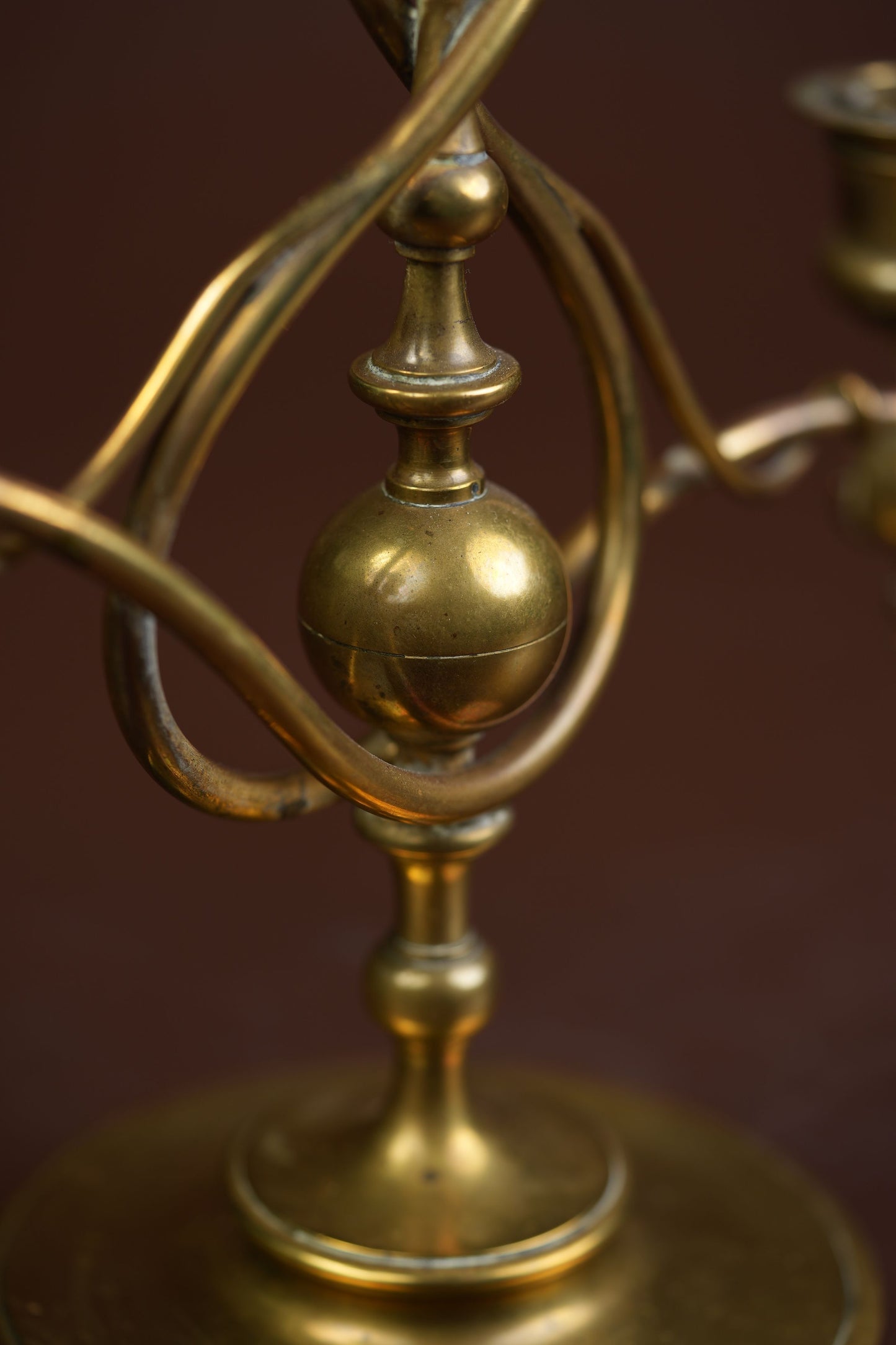 Brass Candelabrum with Figure-8 Loop Stem