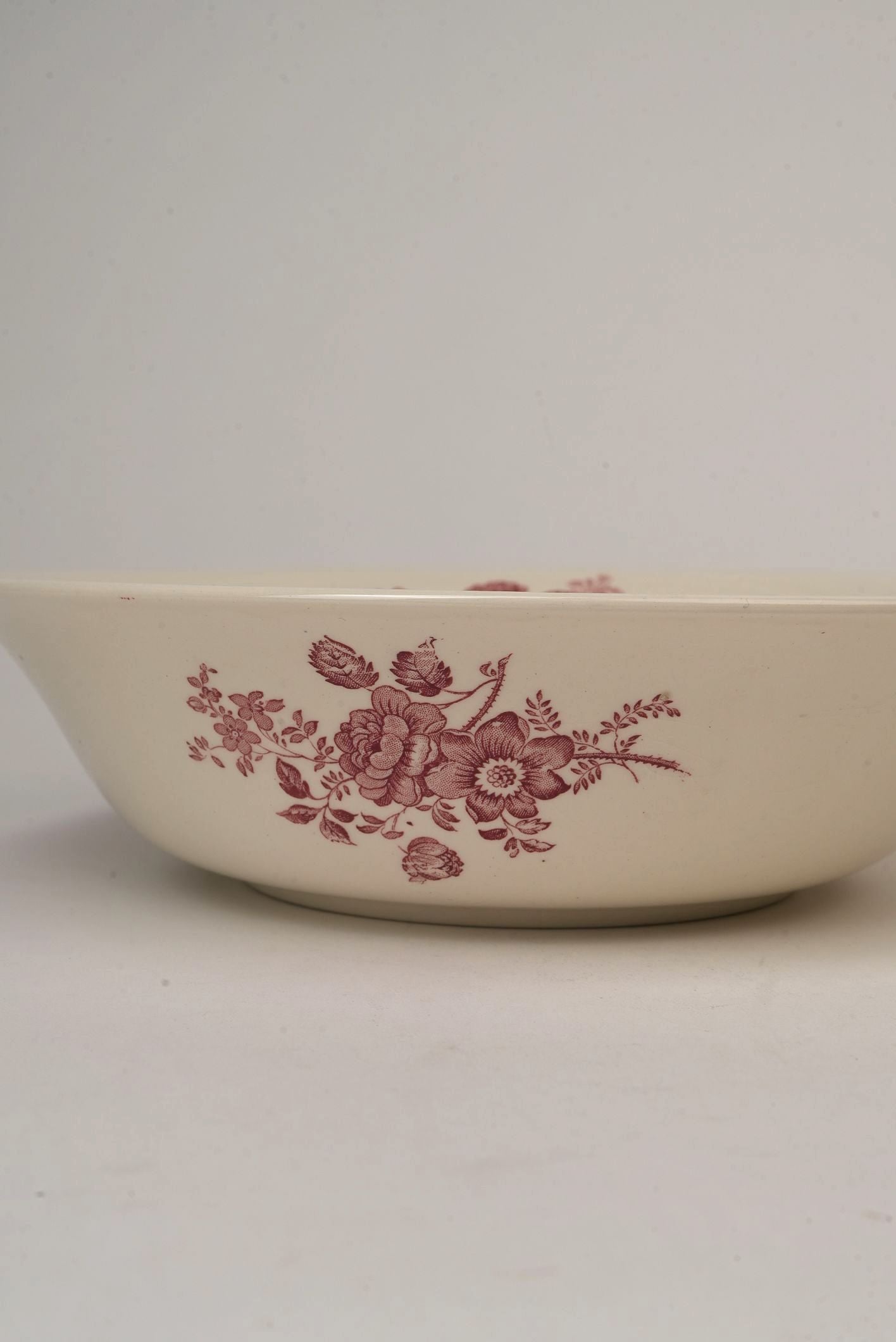 Burgundy Floral Serving Bowl