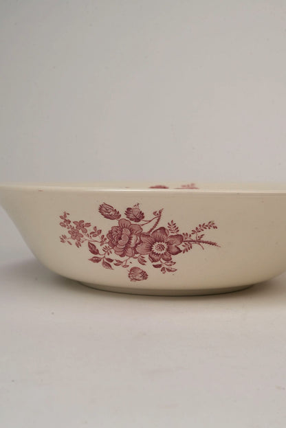 Burgundy Floral Serving Bowl