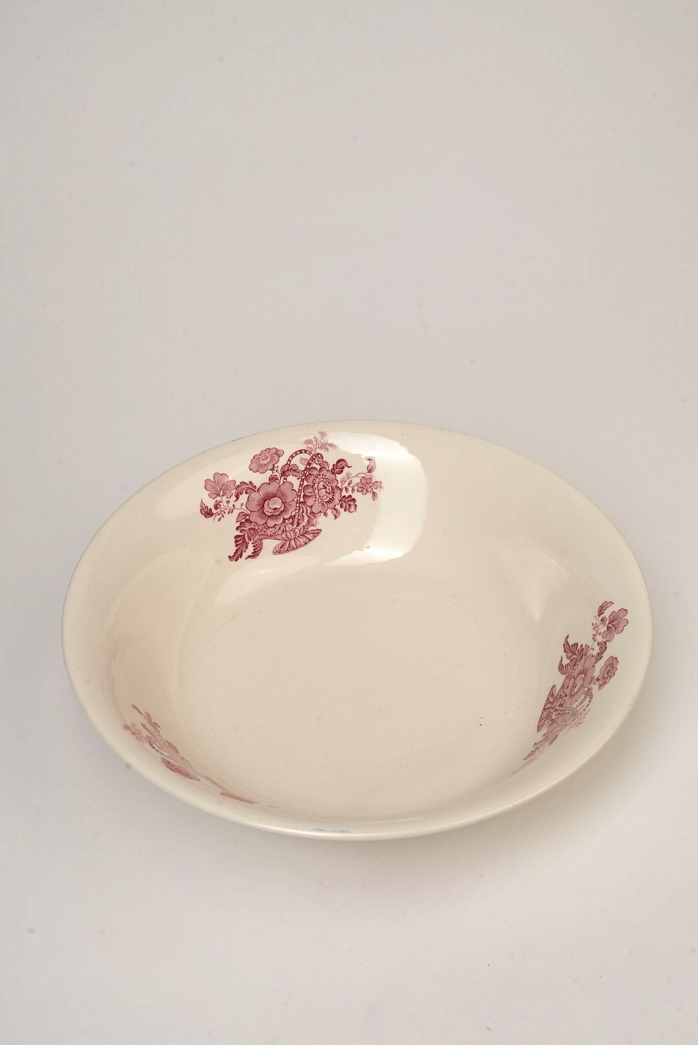 Burgundy Floral Serving Bowl