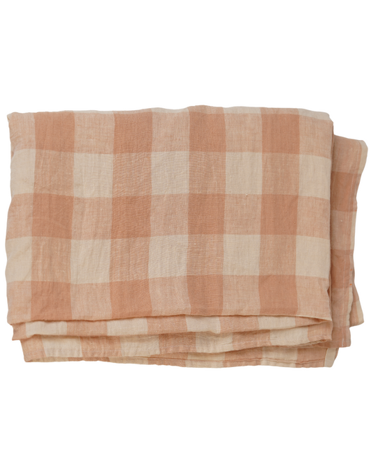 Peach & Off White Checkered Table Cover