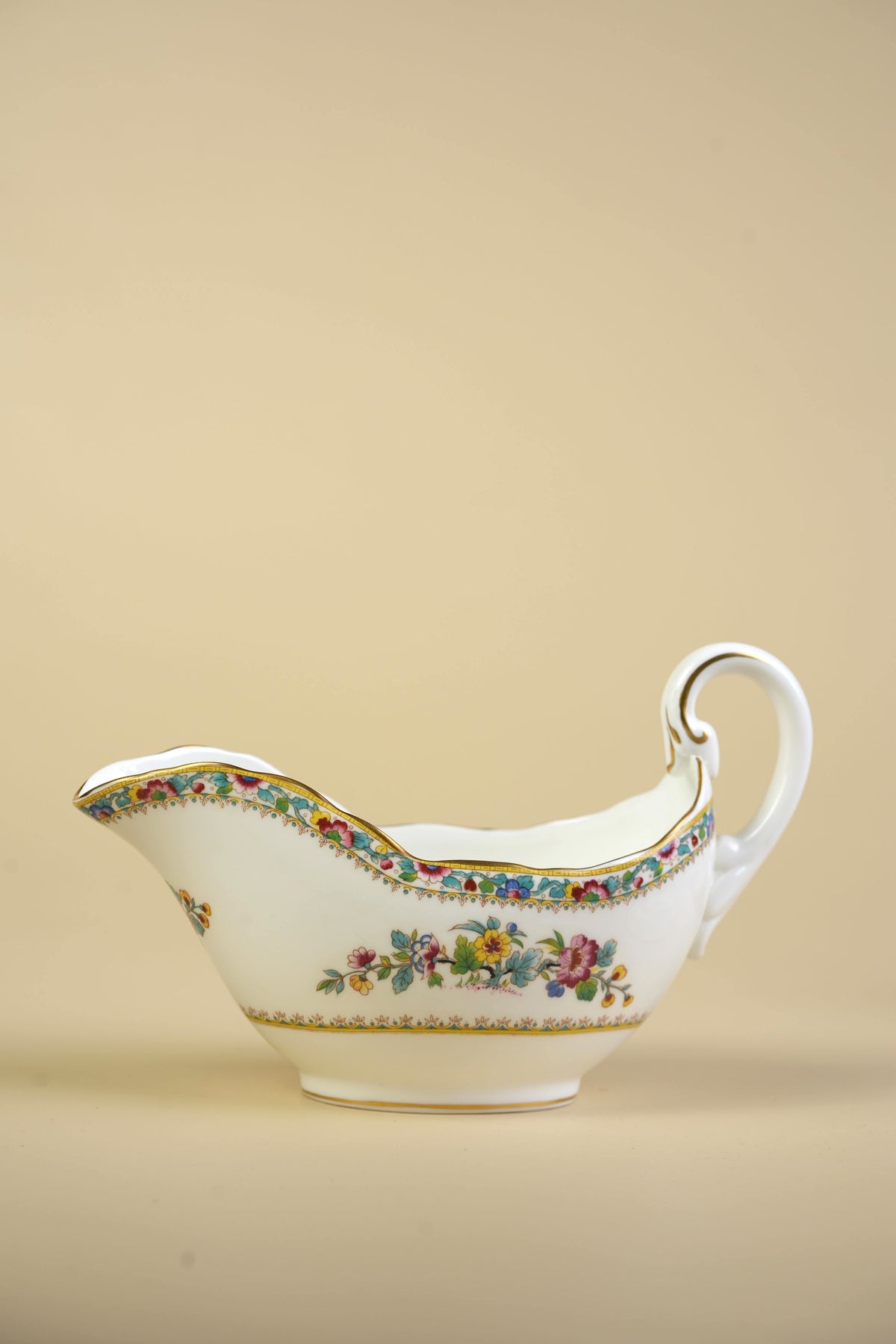 Coalport Ming Rose Bone China Gravy Boat with Stand