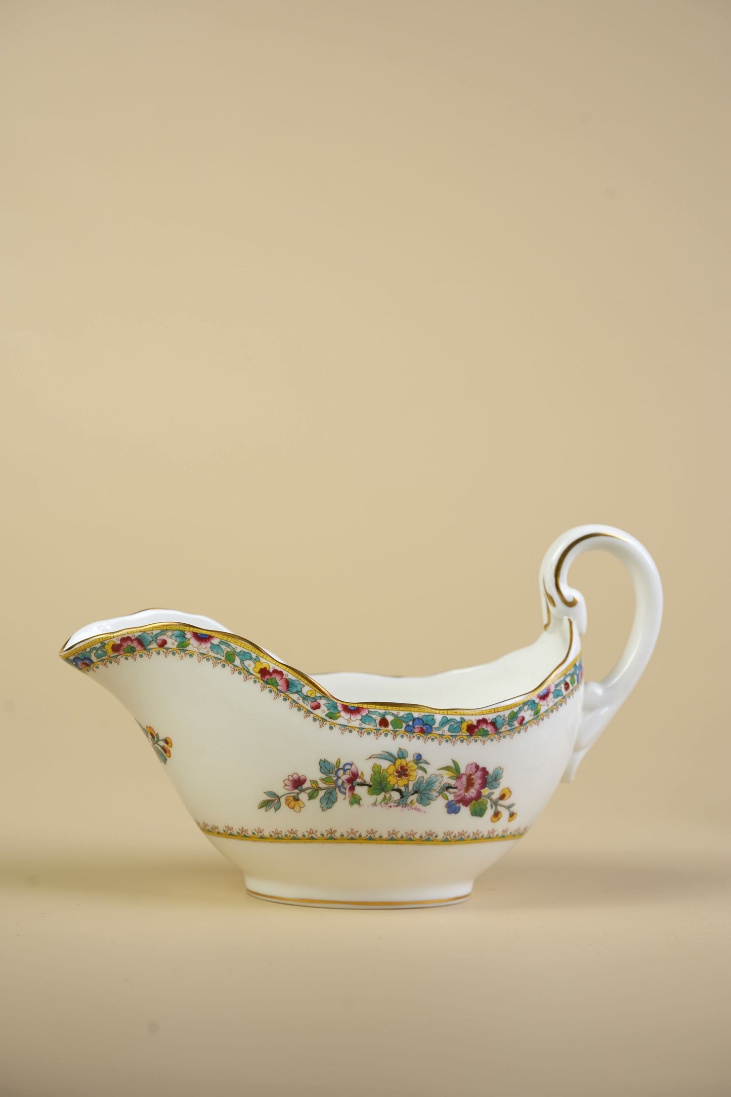 Coalport Ming Rose Bone China Gravy Boat with Stand