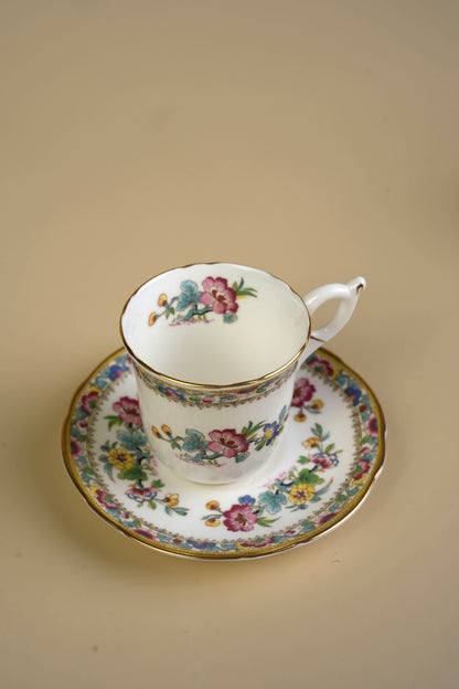 Small Coalport Ming Rose Coffee Cups & Saucers | Set of 5