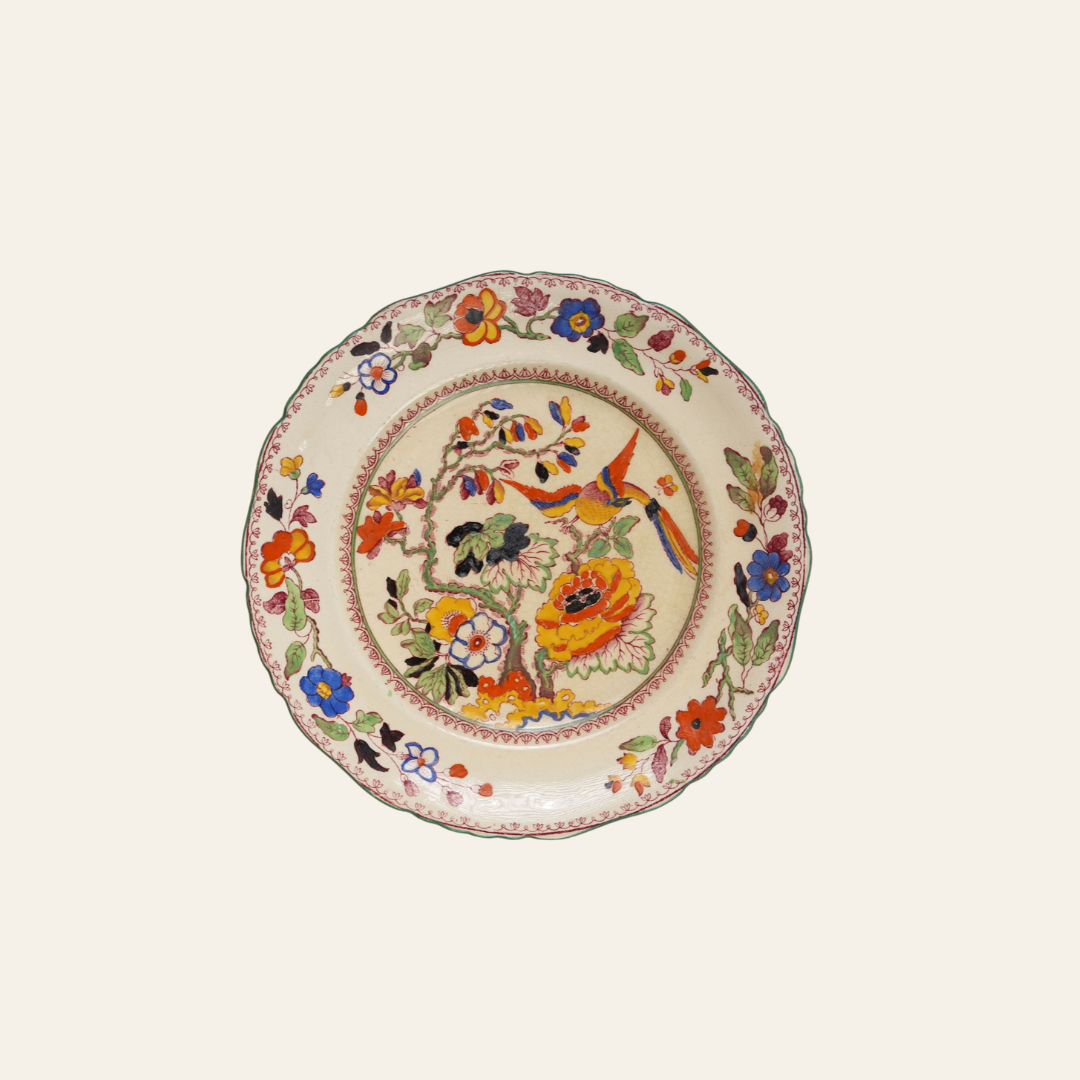 Mason's Ironstone Plates, Exotic Bird & Floral Design | Set of 2