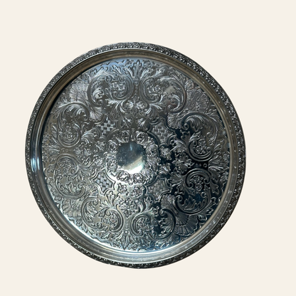 Silver-Plated Engraved Serving Tray