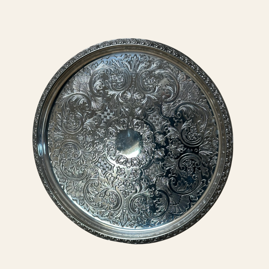 Silver-Plated Engraved Serving Tray