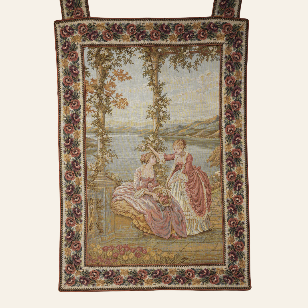 Antique Italian “Dame e Lago” Wall Tapestry