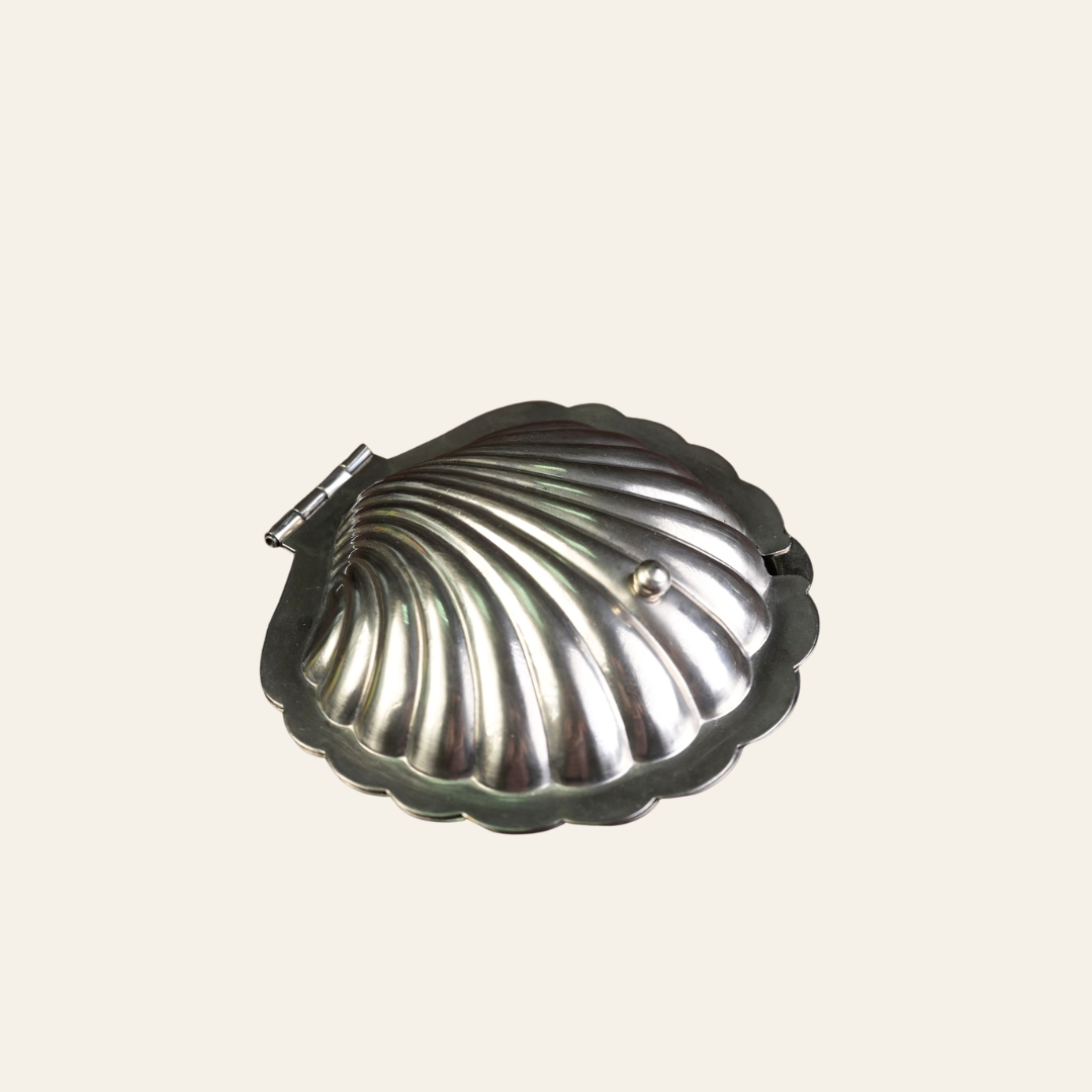Silver-Plated Oyster Shell Butter Dish