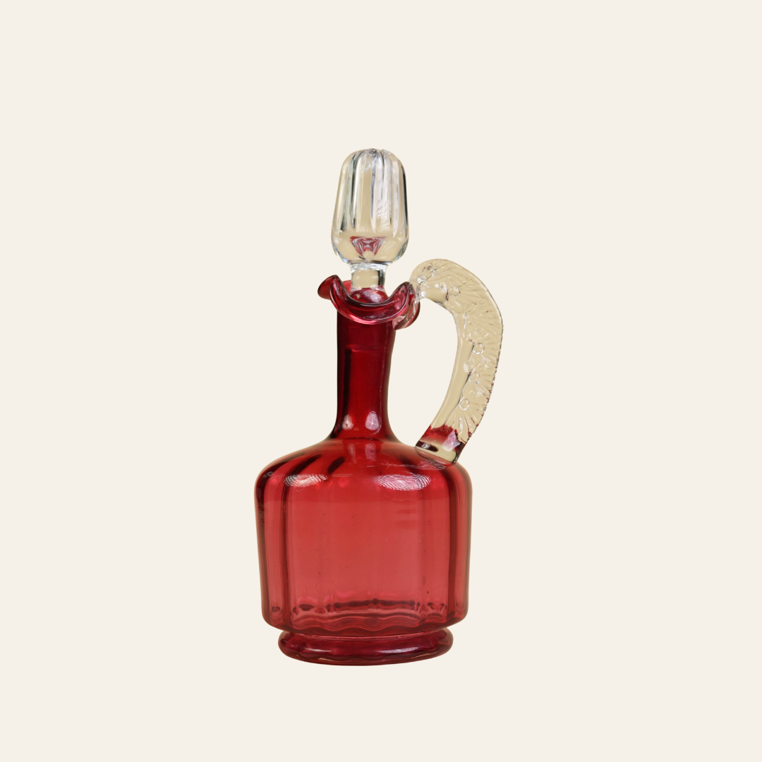 Victorian Cranberry Glass Hand‑Blown Decanter