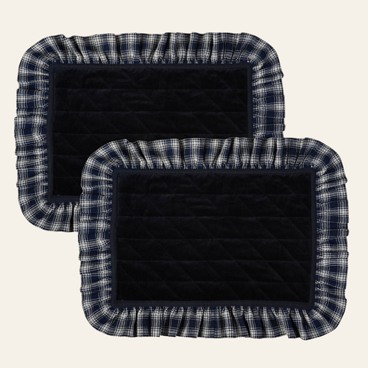 Deep Blue Frill Placemats  | Set of 2