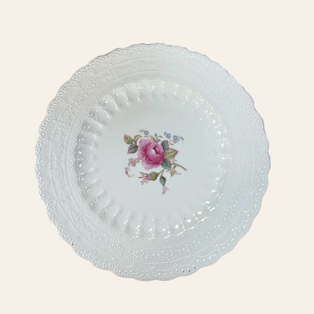 Spode Copeland English Pink Rose Embossed Plates | Set of 4