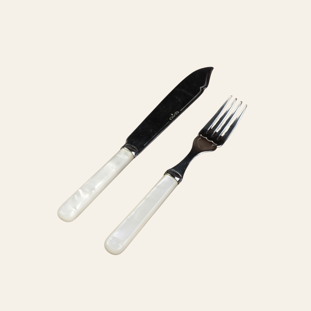 Vintage Mother-of-Pearl Knife & Fork Set by Sanders