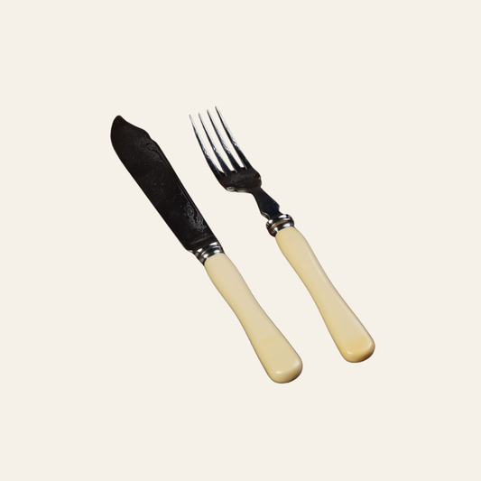 Antique Firth Stainless Knife & Fork Set, Boxed — 12 Pieces