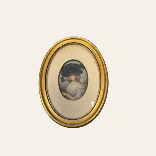 Vintage Miniature Portrait | Oval Gilt Frame