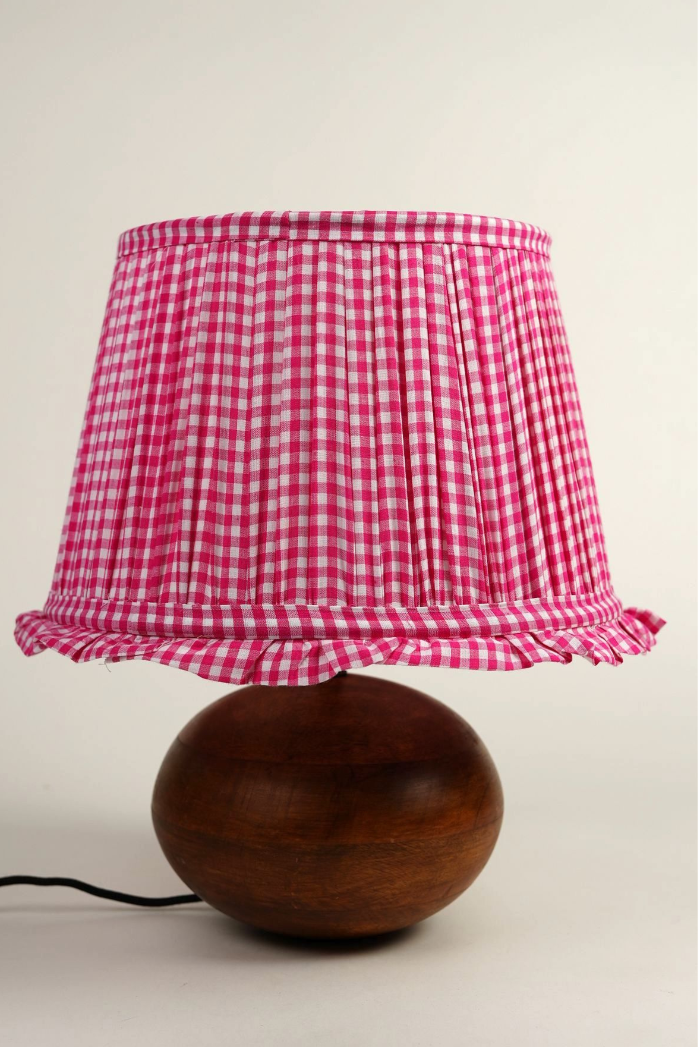 Pink Gingham Frill Lampshade