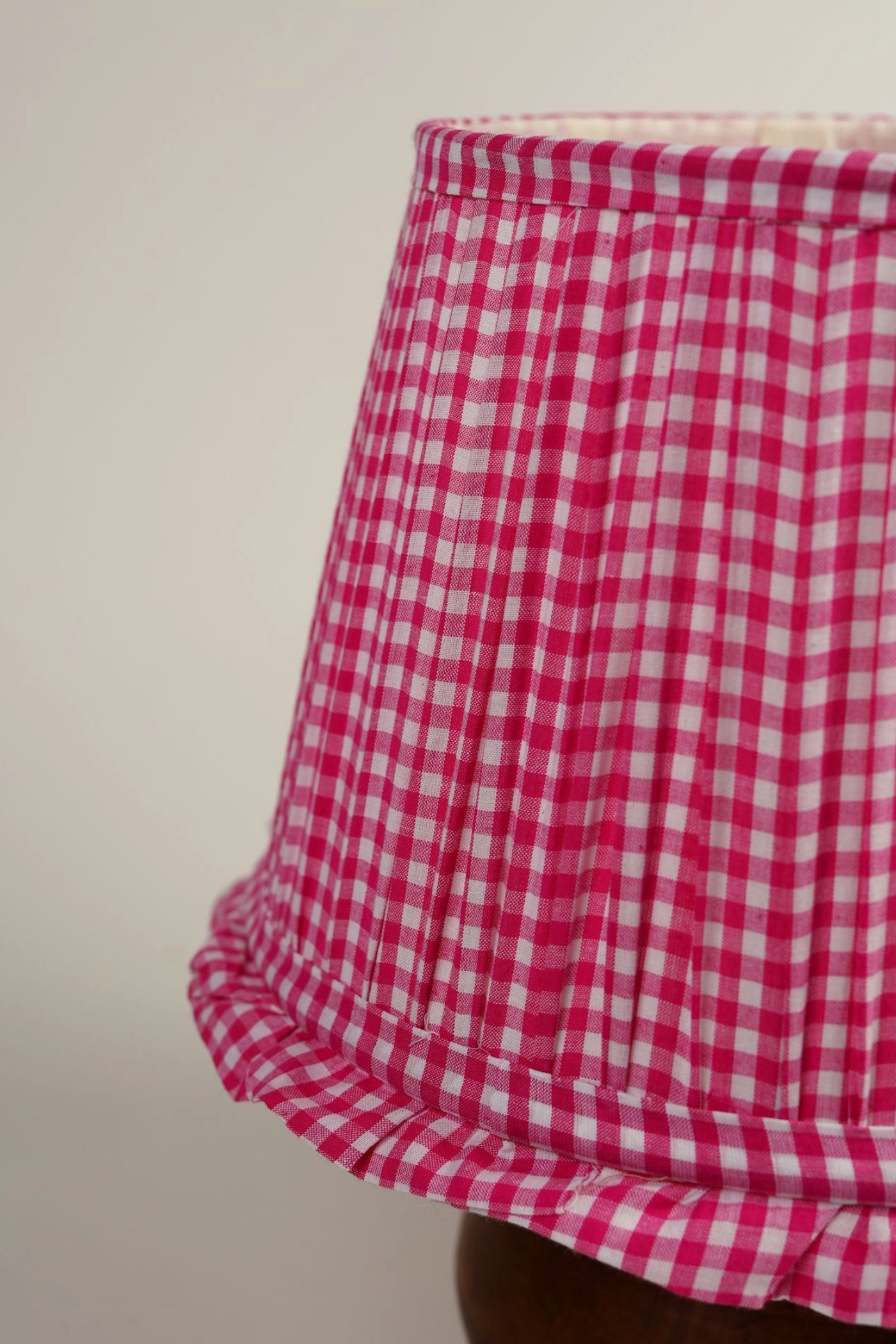 Pink Gingham Frill Lampshade