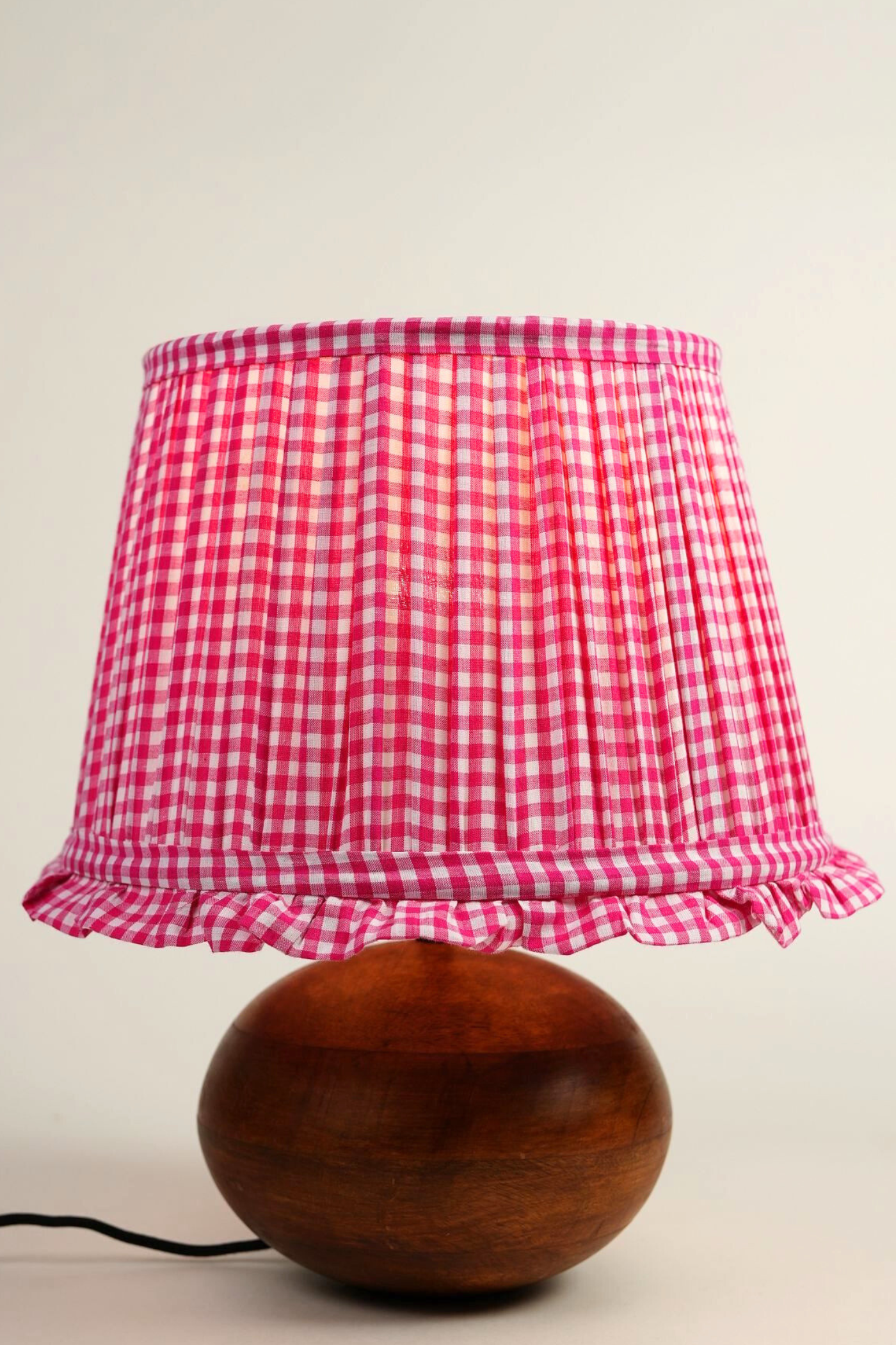 Pink Gingham Frill Lampshade