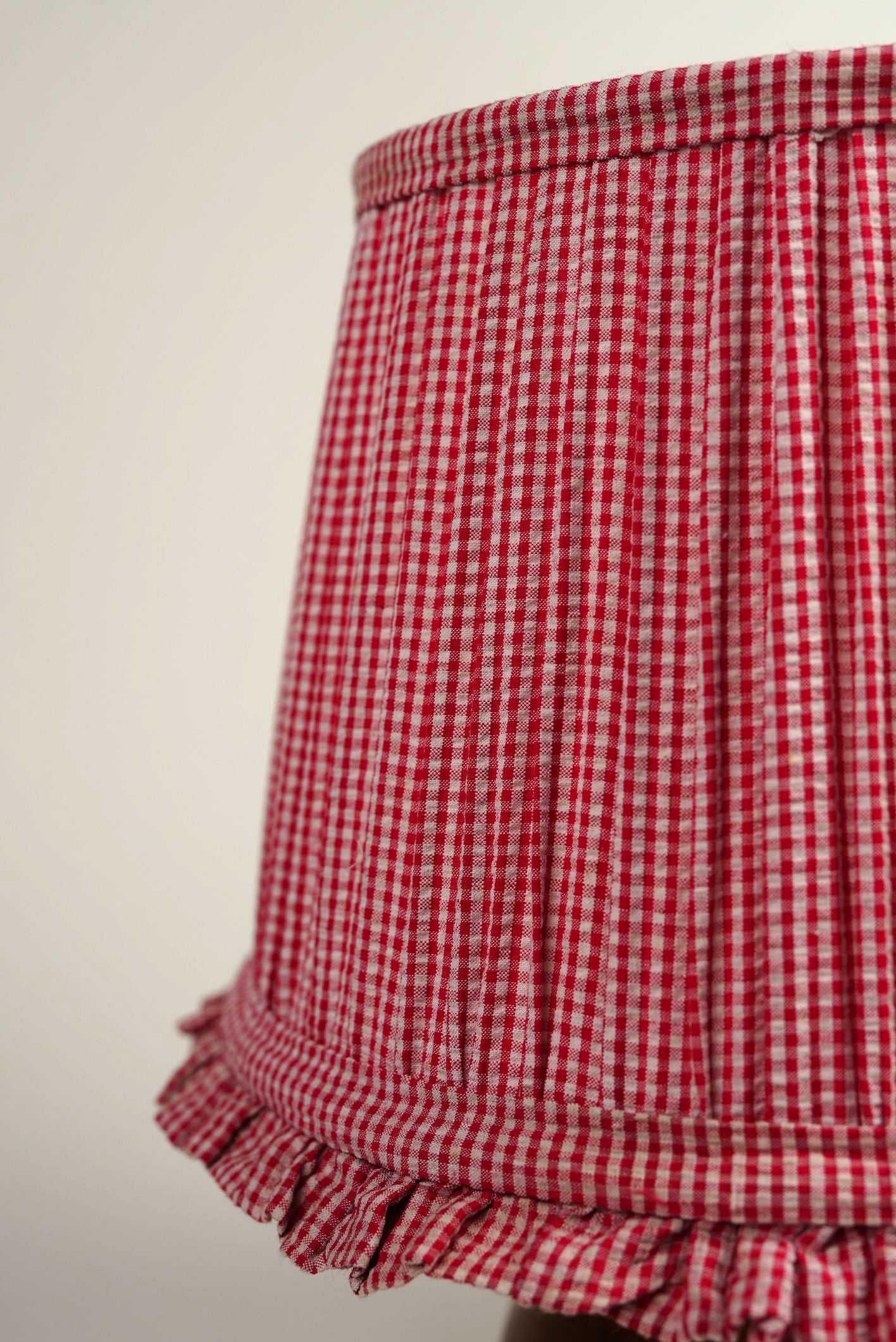 Red Gingham Frill Lampshade