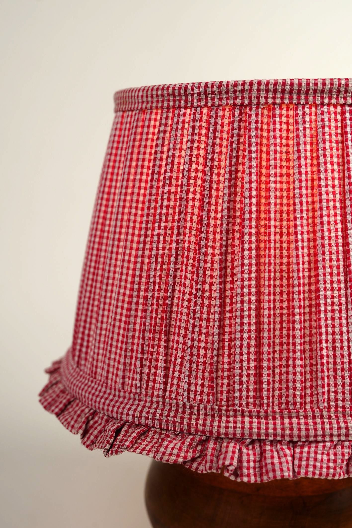 Red Gingham Frill Lampshade
