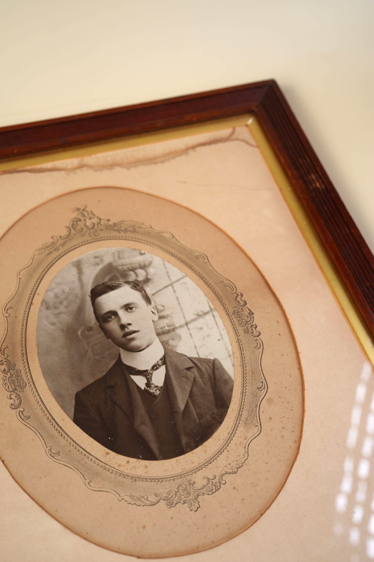 Victorian Framed Portrait Photograph — Young Man in Cravat