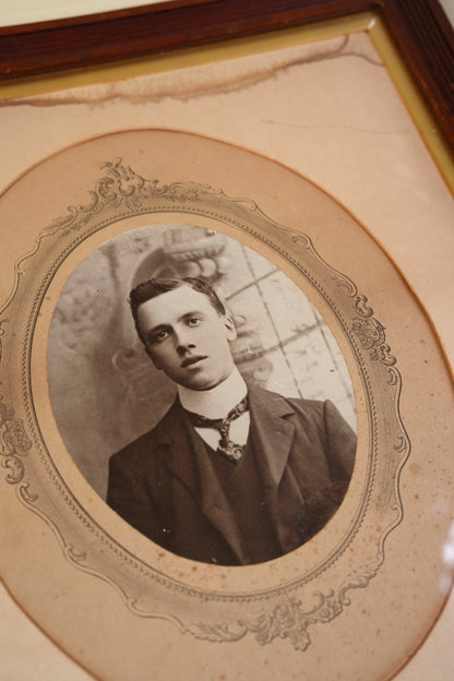 Victorian Framed Portrait Photograph — Young Man in Cravat