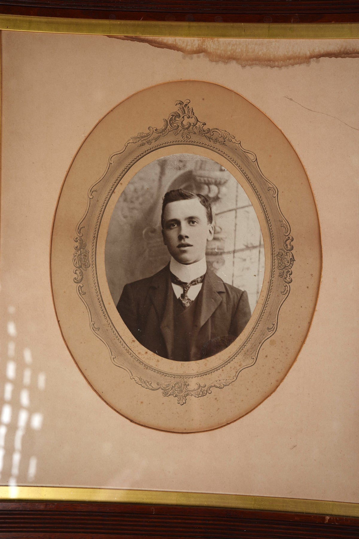 Victorian Framed Portrait Photograph — Young Man in Cravat