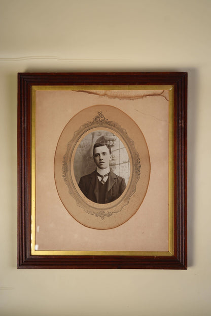 Victorian Framed Portrait Photograph — Young Man in Cravat