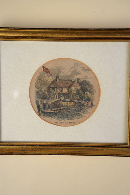 Antique Hand-Coloured Print — The Old Inn at Marlow