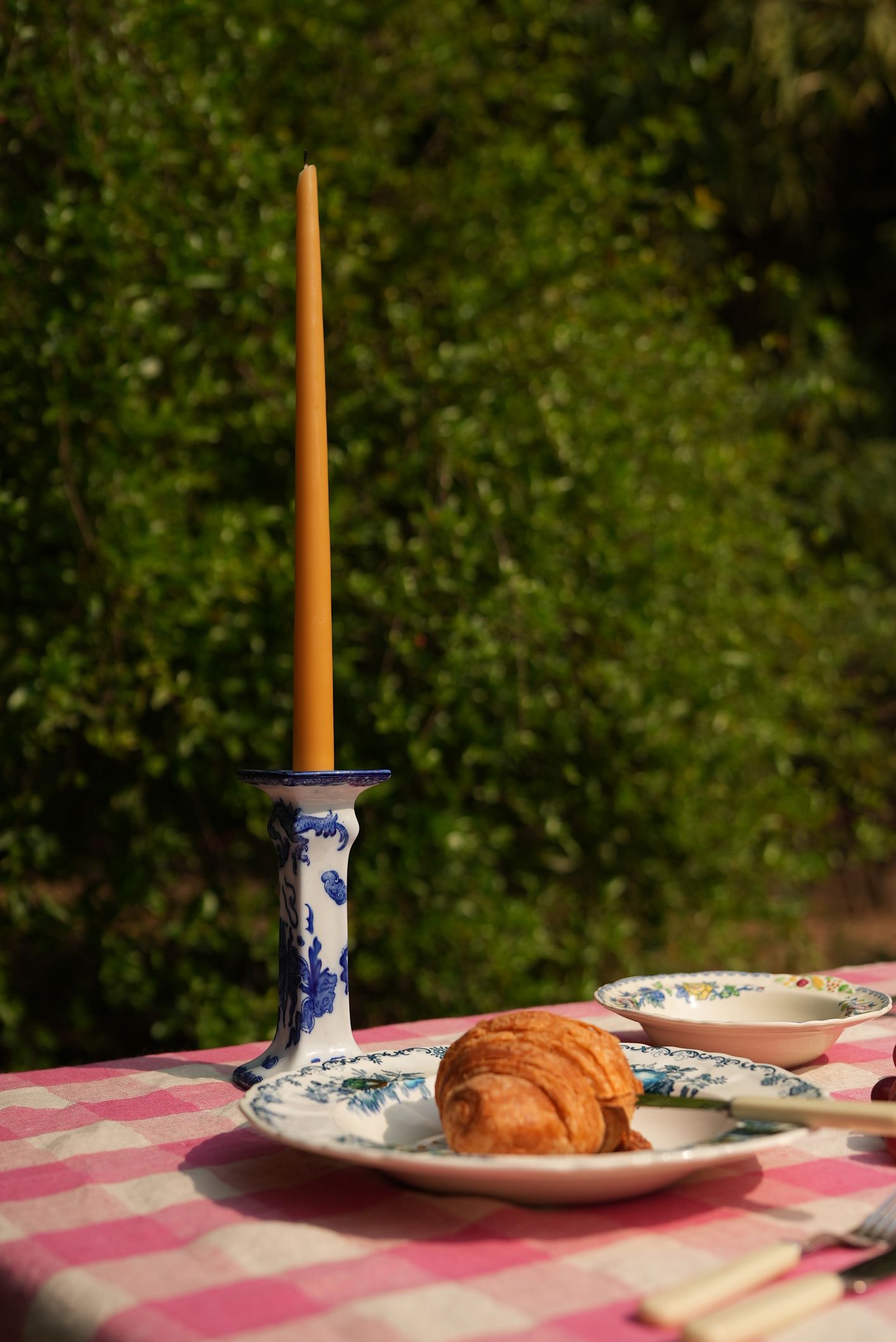 Antique Hand-painted Porcelain Candle Stands