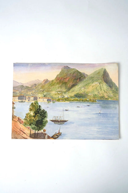 Watercolour | Serene European Lakeside Landscape