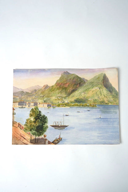 Watercolour | Serene European Lakeside Landscape