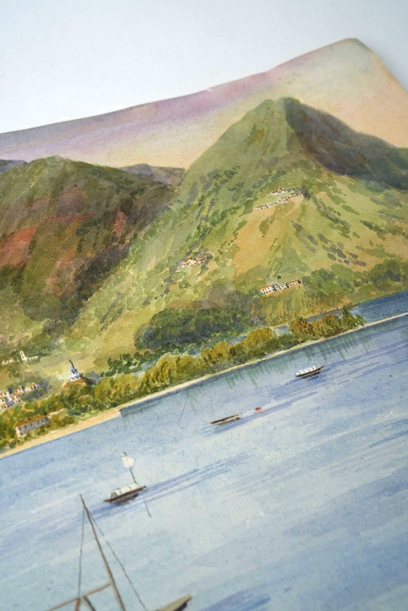 Watercolour | Serene European Lakeside Landscape