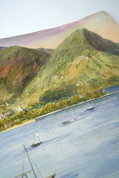 Watercolour | Serene European Lakeside Landscape