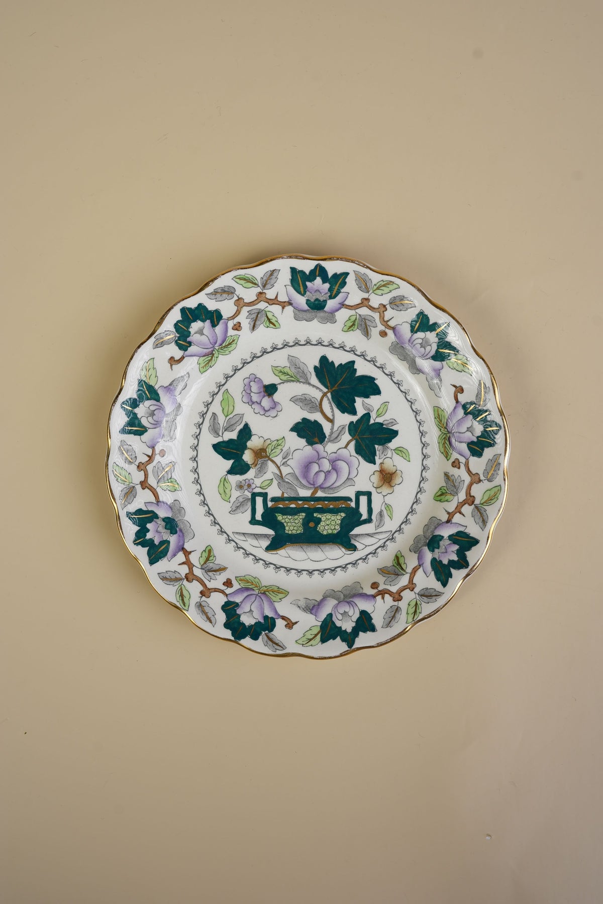 Booths Green Lotus Bone China Dinner Plates