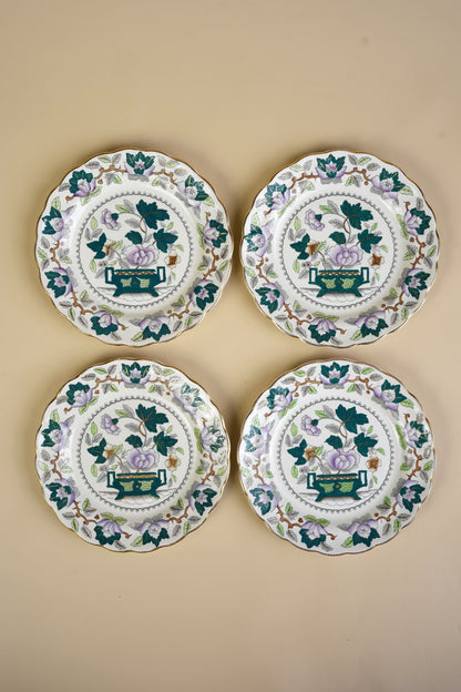 Booths Green Lotus Bone China Dinner Plates