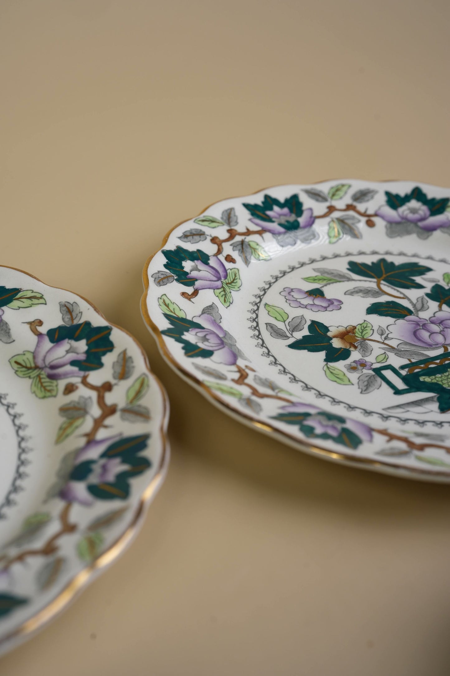 Booths Green Lotus Bone China Dinner Plates