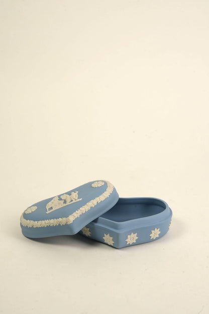 Blue Vintage Wedgwood Heart-Shaped Trinket Box