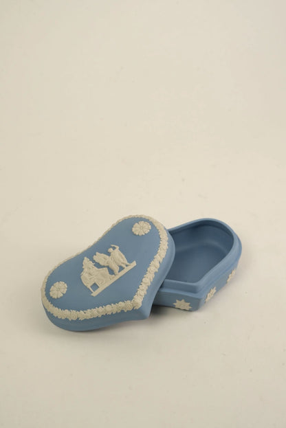 Blue Vintage Wedgwood Heart-Shaped Trinket Box