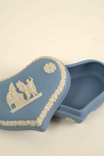 Blue Vintage Wedgwood Heart-Shaped Trinket Box