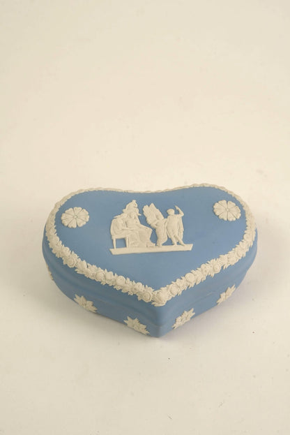 Blue Vintage Wedgwood Heart-Shaped Trinket Box