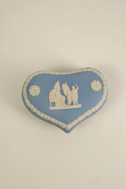 Blue Vintage Wedgwood Heart-Shaped Trinket Box