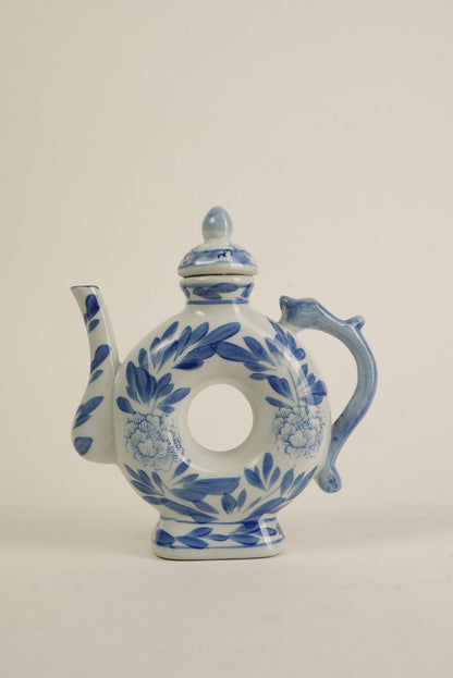 Porcelain Doughnut-Shaped Chinoiserie Teapot
