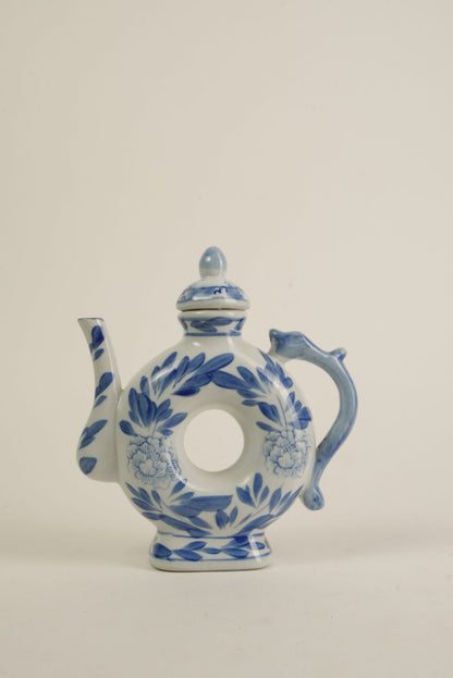 Porcelain Doughnut-Shaped Chinoiserie Teapot